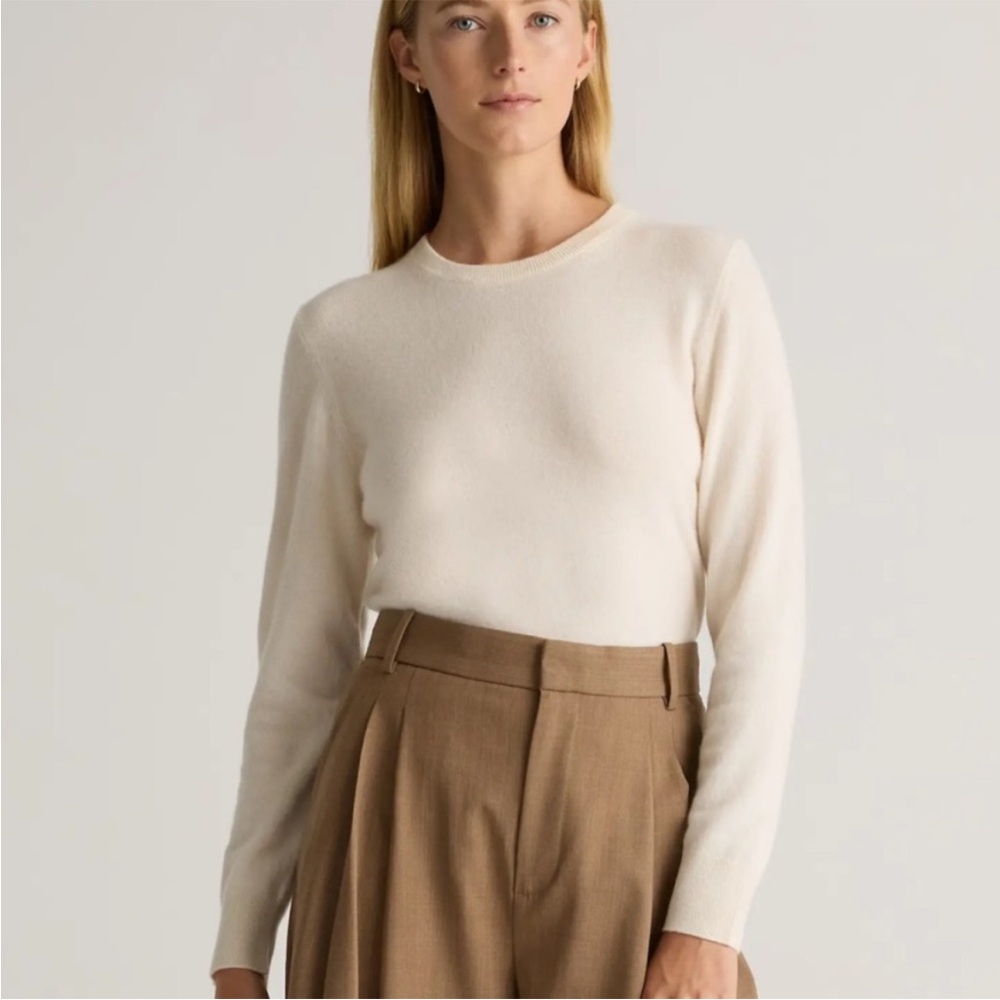 Quince Mongolian Cashmere Crewneck Sweater in Ivory Sz S